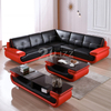 Grand canapé de salon classique noir et rouge