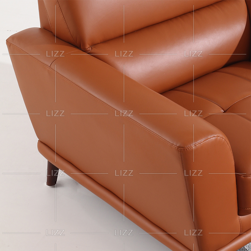 Canapé de salon en cuir classique avec cadre en bois