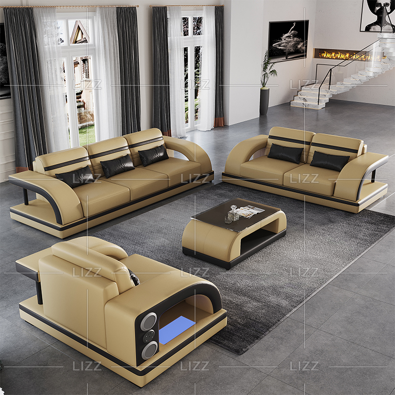 Sofa sectionnel mené moderne en cuir pour le salon