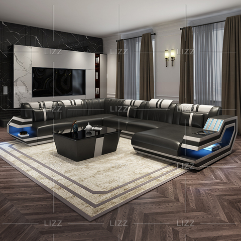 Sofa sectionnel à led en toile Funky avec chaise longue