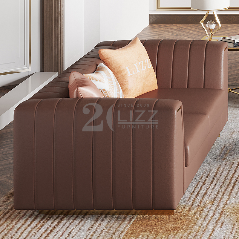 Canapé de salon en cuir américain avec table basse