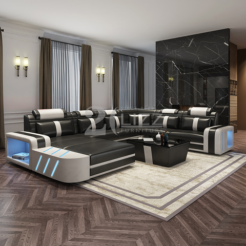 Sofa sectionnel en cuir de loisirs avec méridienne