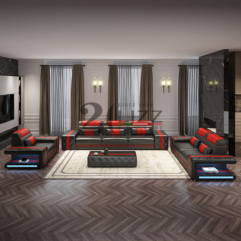 Véritable canapé sectionnel à led tissé pour salle familiale