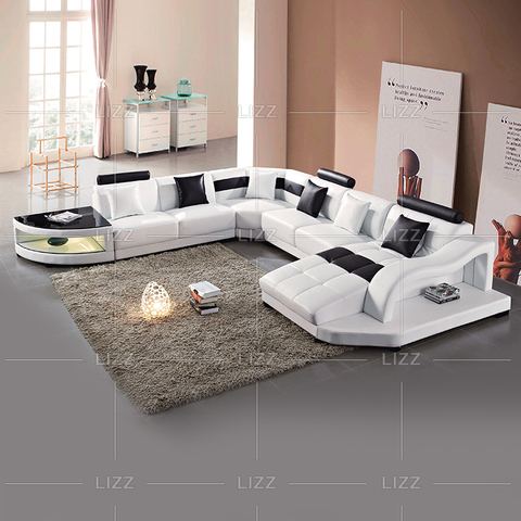 Accueil Sofa sectionnel à led en toile avec grands coussins