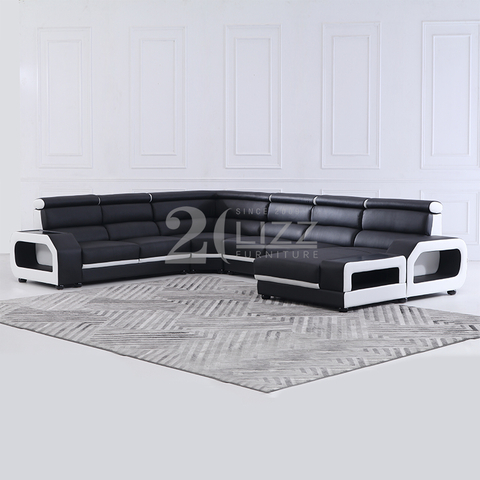 Sofa sectionnel de salon à dossier haut avec méridienne