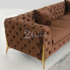 Ensemble de meubles canapé d'angle en cuir marron