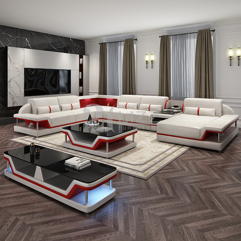 Sofa sectionnel mené en cuir unique avec des pieds en acier inoxydable