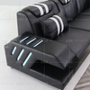Sofa sectionnel à LED noir foncé en forme de U avec haut-parleur Bluetooth
