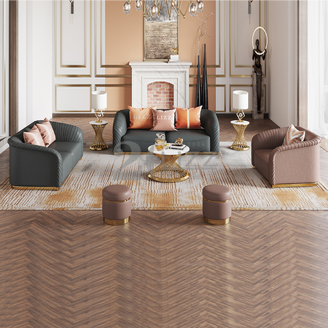 Grand canapé d'angle moderne en tissu