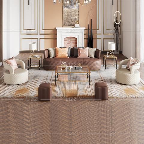 Canapé de luxe contemporain en tissu avec accoudoirs en tissu