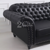 Canapé de salon classique Chesterfield en cuir noir