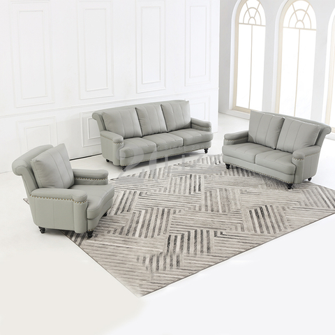 Canapé de salon en cuir de meubles contemporains avec pouf