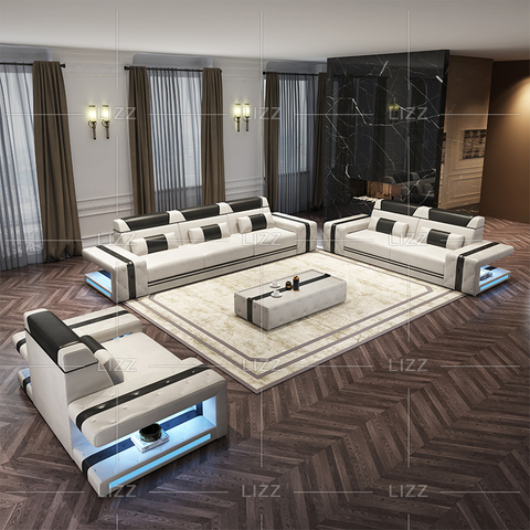 Sofa sectionnel élégant en toile avec table