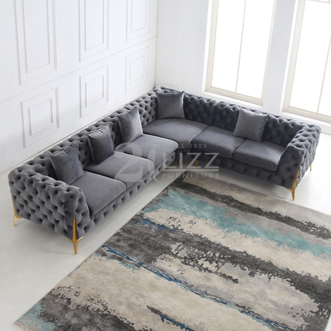 Canapé d'angle de luxe en tissu de haute qualité