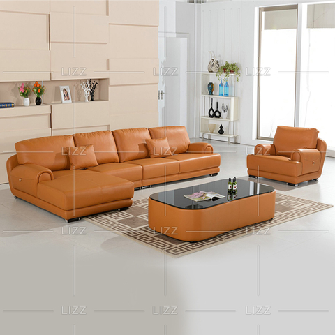 Canapé de salon en cuir minimaliste confortable