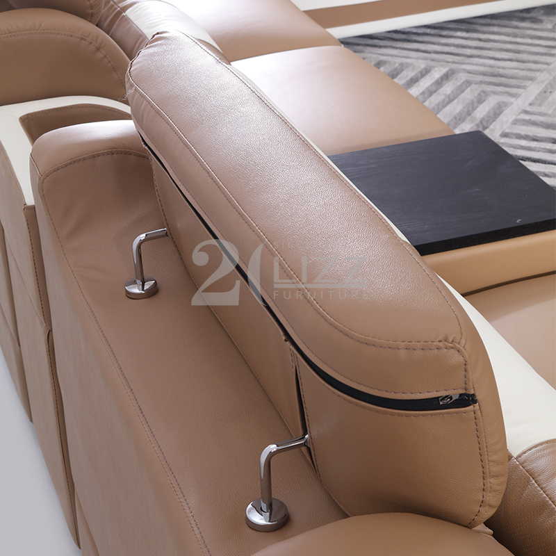 Canapé de salon modulable en cuir avec table