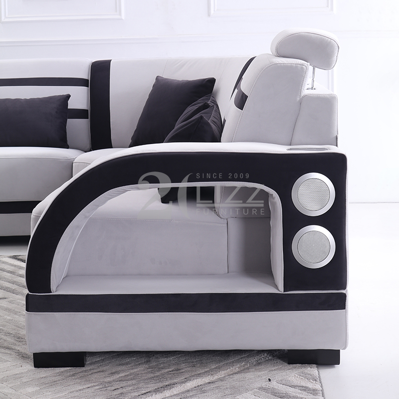 Canapé de salon modulaire en tissu avec table