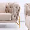 Canapé de salon Chesterfield en tissu avec pieds dorés
