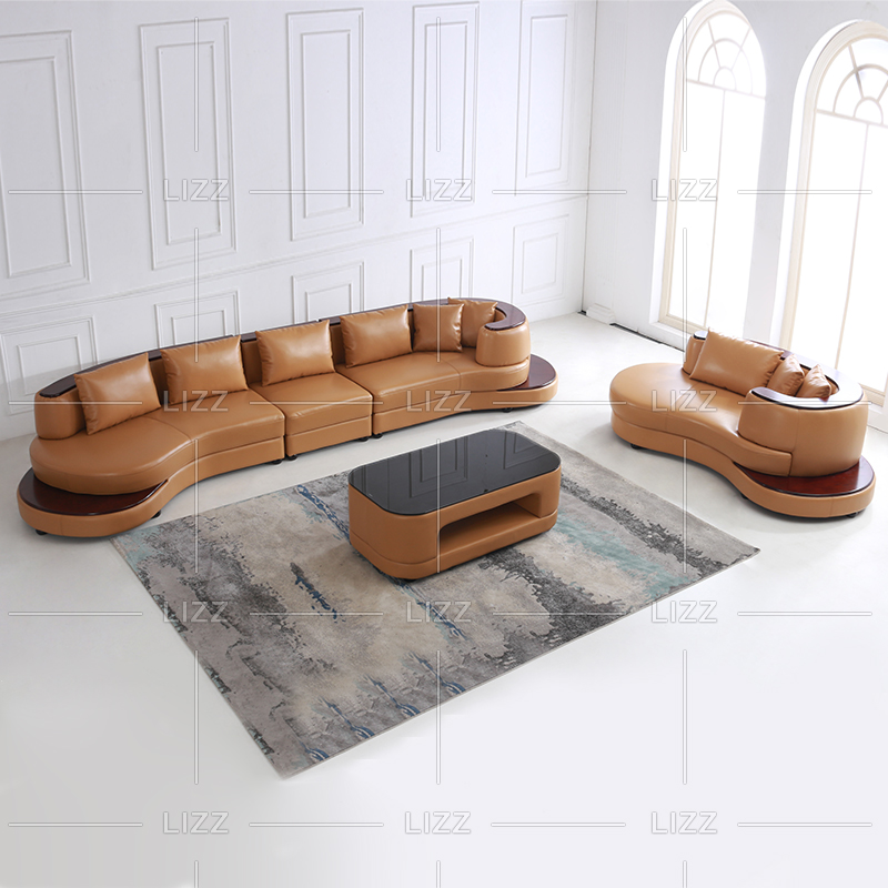 Canapé de salon modulable en cuir avec rangement
