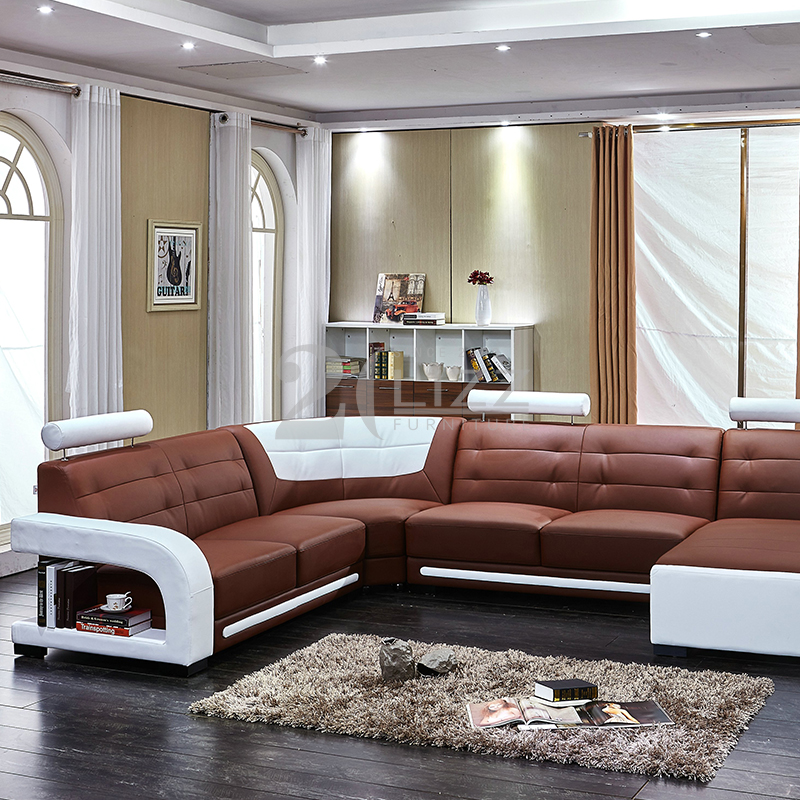 Sofa sectionnel mené en cuir de meubles de salon avec l'appui-tête réglable