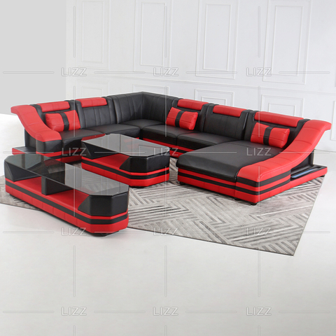 Sofa sectionnel à LED à dossier haut avec méridienne Leisure