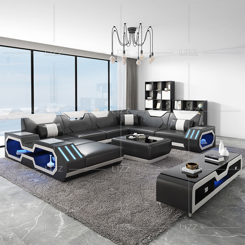 Dernière conception moderne LED canapé sectionnel avec chaise