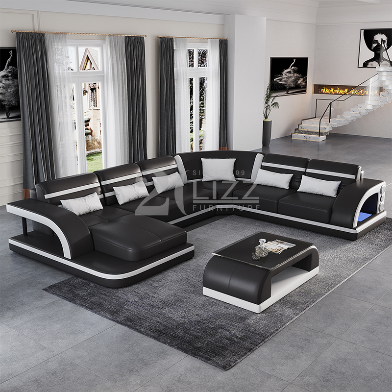 Canapé sectionnel en cuir de meubles de salon de conception européenne