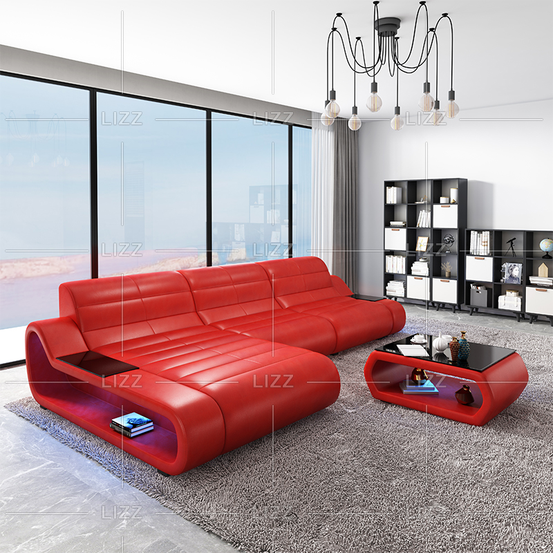 Sofa sectionnel Led tissé par canapé avec de grands coussins