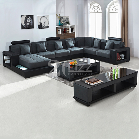 Canapé sectionnel LED en similicuir de haute qualité avec support TV