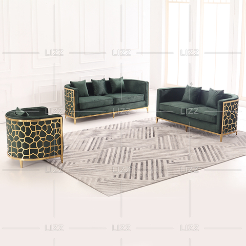 Canapé contemporain de luxe en tissu avec structure en métal