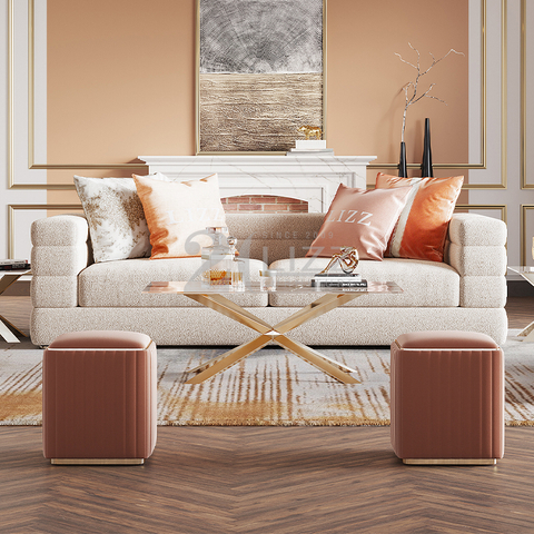 Canapé de salon contemporain en tissu avec table