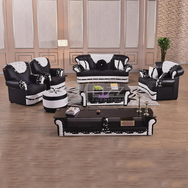 Canapé de salon en cuir moderne avec table