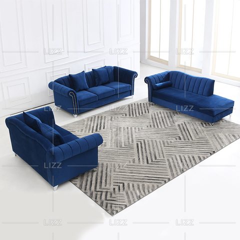 Canapé d'angle en tissu de bonne qualité avec chaise
